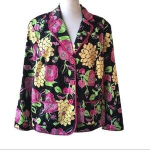 Ny Collection Woman Button Front Floral Print Jacket Blazer Size 1X